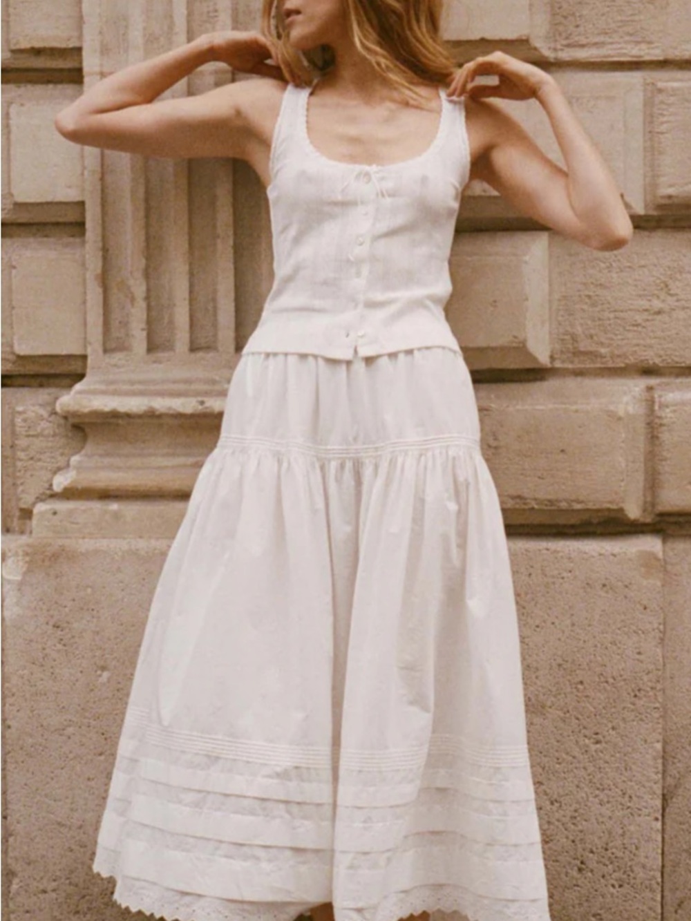 Doen SEBASTIANE white maxi skirt in small